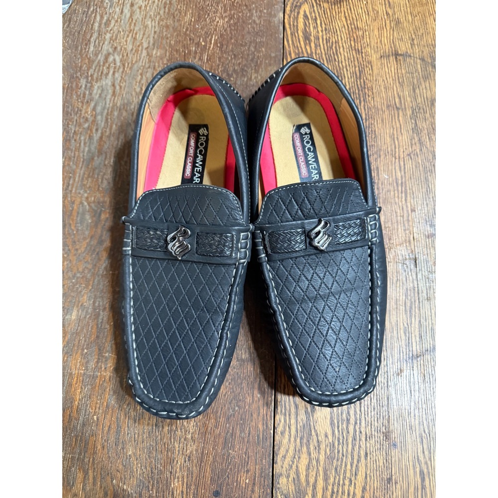 Rocawear Comfort Classic‎ Mens Black Faux Leather Loafers Size 8
